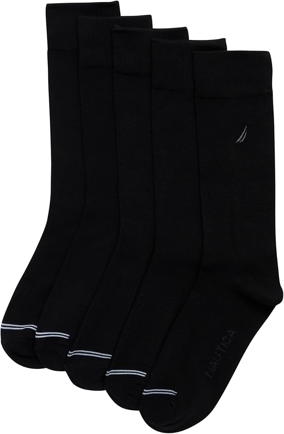Nautica Mens Dress Socks - 5 Pack Breathable Comfort Stretch Crew-Length Work Socks for Men for Business Formal Wear (6-12.5)