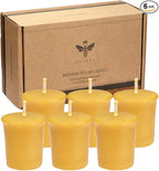 Pure Beeswax Votive Candles-6 Pack Natural Votives Set for Home Room Decor Party Wedding Spa Gift,12 Hours Burn