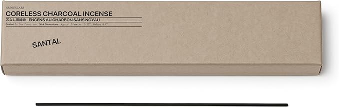 Santal Coreless Pure Incense Sticks, Artisan-Crafted Niche Scent, Exclusive Low-Smoke Bamboo Charcoal Formula, Clean-Burning, 1-Hour Burn Time, 20 Sticks