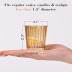 24PCS Vintage Ribbed Gold Votive Candle Holders, Glass Candle Holder for Wedding Decorations, Tealight Candle Holder for Table Centerpiece, Diwali, Home and Party Decorations