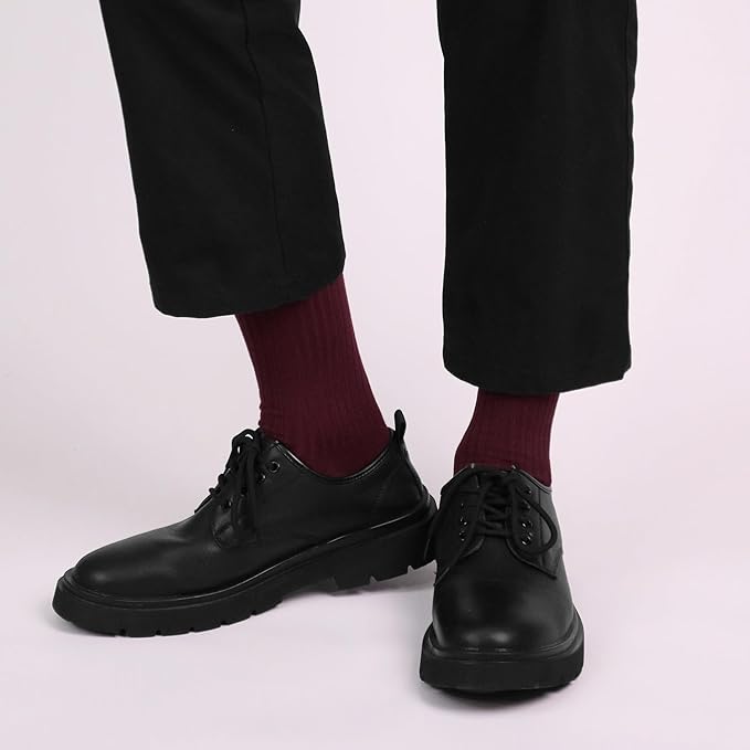 SERISIMPLE Men's Dress Socks - Bamboo Viscose Thin Ribbed Knit, Silky & Soft, Lightweight Business Crew Socks 5 Pairs