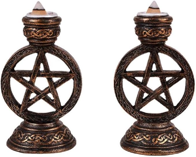 Pacific Giftware Wicca Pagan Witchcraft Pentagram Candle Incense Holder Set