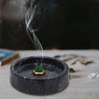 Natural Marble Palo Santo Holder,Incense Burner for Palo Santo Sticks, Handmade Stick Incense Holder Ideal for Smudging, Incense Burning, Decoration.Easily Grab All Incense Ash (Black)