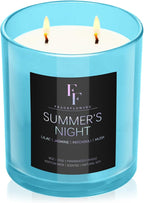Summer's Night Scented Candle, 2-Wick Luxury Soy Wax Candle, 9 oz Aromatherapy Candle Home Fragrance Candles Gift