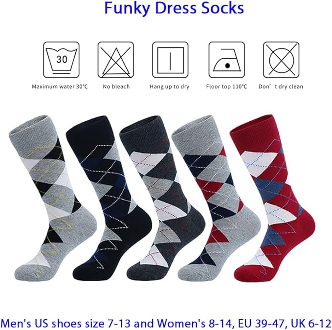 DRASEX Men's Dress Socks Funky Colorful Pattern Cotton Novelty Casual Crew Socks