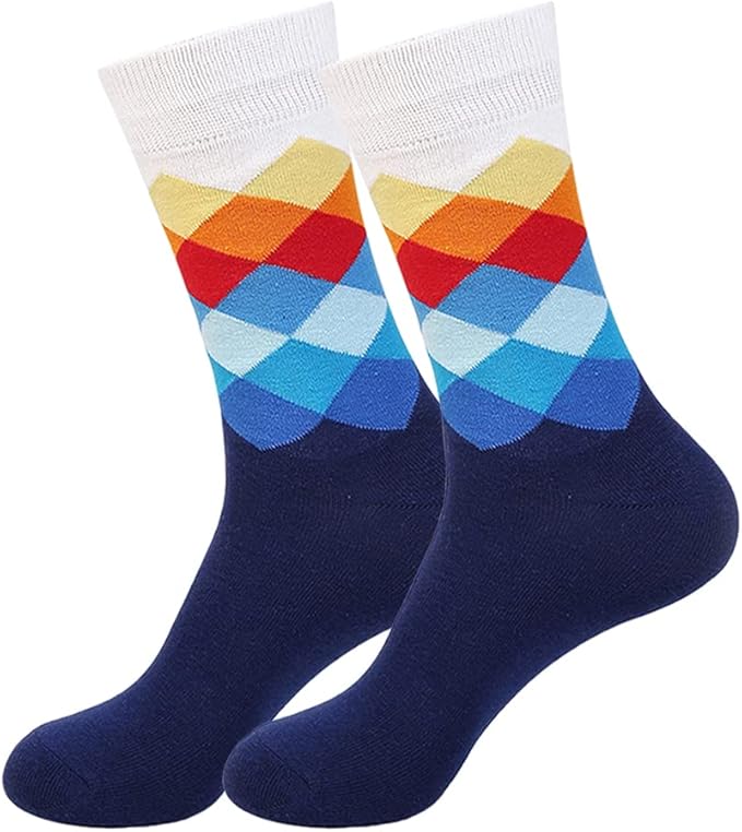 DRASEX Men's Dress Socks Funky Colorful Pattern Cotton Novelty Casual Crew Socks