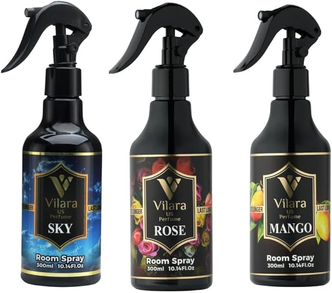 Room Spray Air Freshener –Odor Eliminator Spray for Home, Bathroom & Office – Long Lasting Floral Mist Deodorizer, Non Toxic Natural Air Spray for Bedding10.14 fl oz (Sky-Rose-Mango)