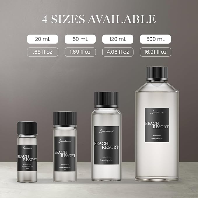 Diffuser Oil - Beach Resort | Aromatherapy Fragrance Inspired by 5-Star Hotels | Luxurious Scent with Notes of Bergamot, Ocean, Peony with Amber & Sandalwood (500 mL)