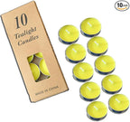 Tea Candles Wedding 10 Pack Party and Home Decoration Votive Parties Tealight Small Wishing Bulk with 1.5-2 Hours Extended Burn Time Mini for Birthday Emergency Family (Yellow)