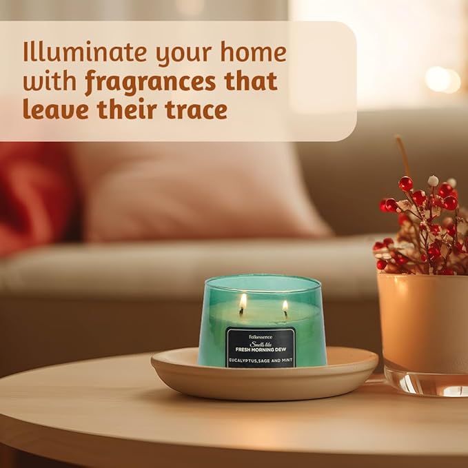 Folkulture Scented Candle | 8.81 Oz - Eucalyptus Candles for Home Scented | Sage & Mint Soy Candle or Non Toxic Candles for Relaxing | Long Lasting Green Candle for Relaxation Gifts for Women