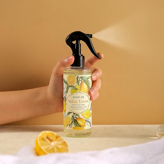 Room Spray Lemon, Air Freshener Spray Made with Natural Plant Extract, Scented Room Spray for Home Fragrance Fabric Spray Freshener 8.5 FL OZ