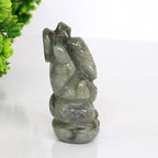 REAL-GEMS Labrodroite Lord Ganesha Idol Sculpture Statue Hand Carved Decorative Healing Reiki Gemstone Figurines Crafts Approximately 207 Ct.