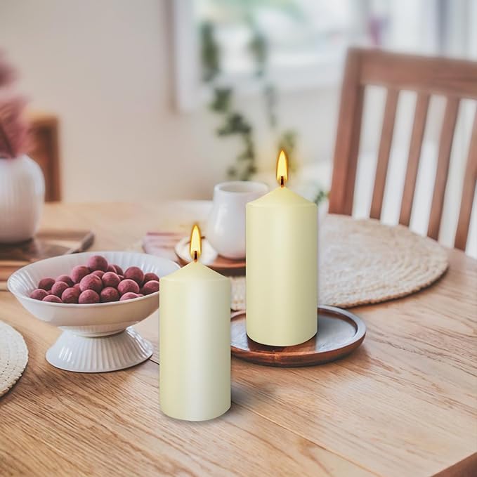 Set of 20 | 2-Inch Wide x 4-Inch Tall Ivory Pillar Candles -Unscented Smokeless Pillar Candles Perfect for Home, Weddings, and Special Events - Timeless Ivory Finish.