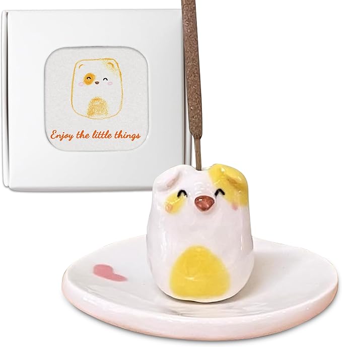 Handmade Ceramic Incense Holder for Sticks, Incense Plate for Stick with Ash Catcher Anti-ash, Incense Burner for Meditation Yoga Spa Aromatherapy Home Room Decor Easily Grab Ash