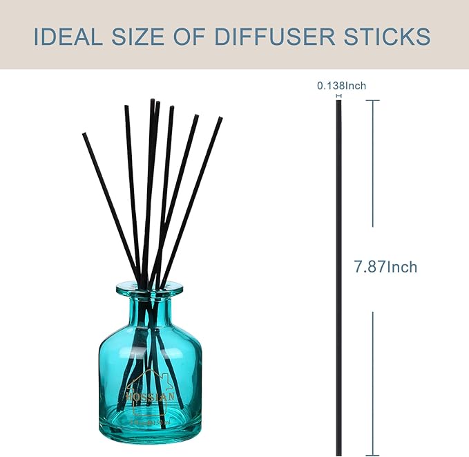 HOSSIAN 50pcs Reed Diffuser Sticks - Wood Rattan-Reed Sticks -Essential Oil Aroma Diffuser Sticks- Spa-Aromatherapy(Black7.87/20cm)