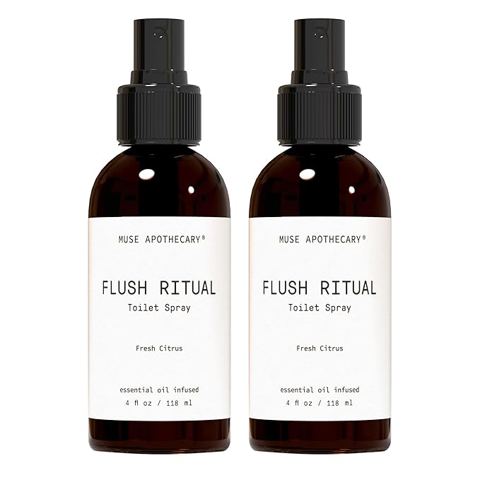 Muse Apothecary Flush Ritual - Aromatic & Refreshing Toilet Spray, Use Before You Go, 4 oz, Infused with Natural Essential Oils - Fresh Citrus, Pack of 2