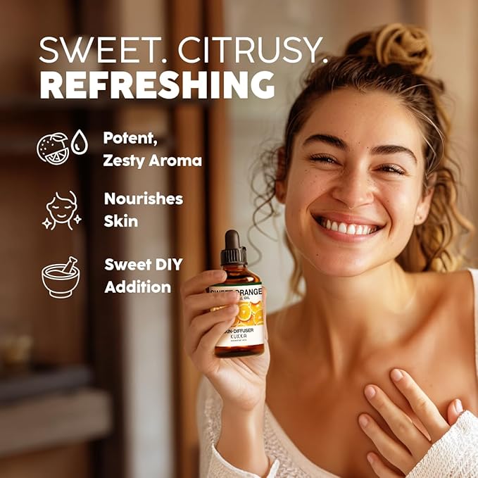 KUKKA Orange Essential Oils - 4 Fl Oz - for Hair, Skin, Diffuser, Aromatherapy & DIY Soap Making Scent