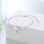 TYSO Mushroom Bracelet 925 Sterling Silver White/Pink/Blue Opal Mushroom Bracelet Jewelry Gift for Women