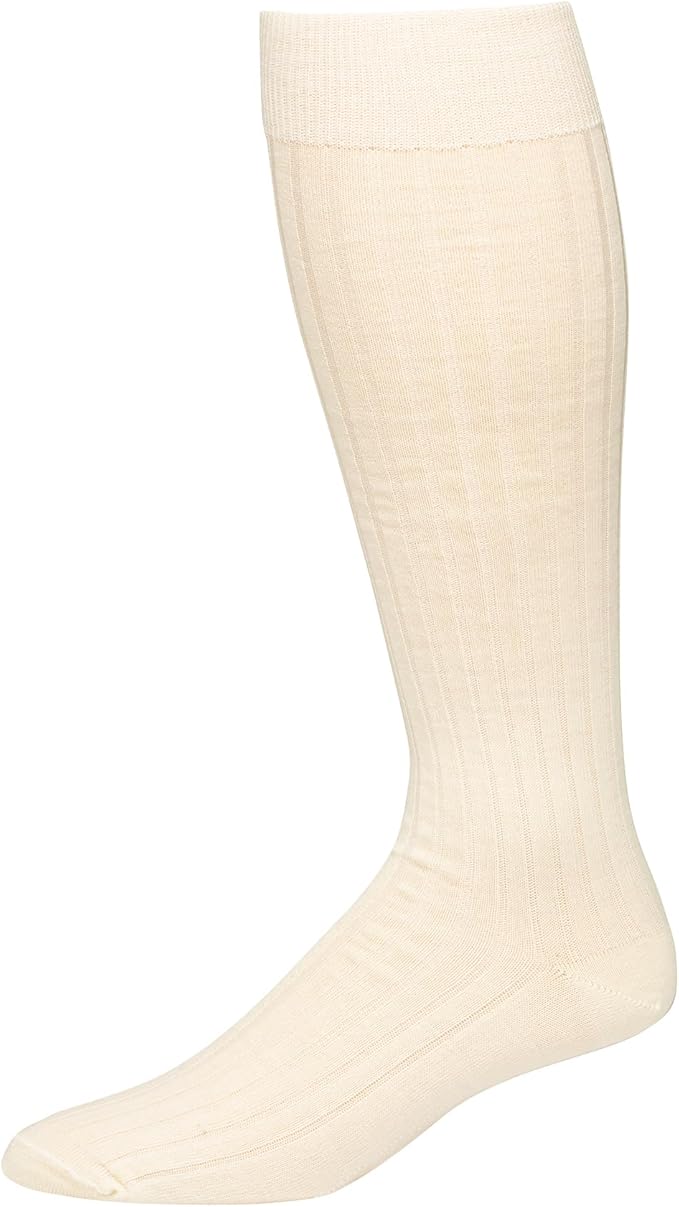 Merino Wool Dress Socks for Men – Over-the-Calf, Ribbed Wool Dress Socks for Size 8-12 – Breathable, Reinforced Heel and Toe