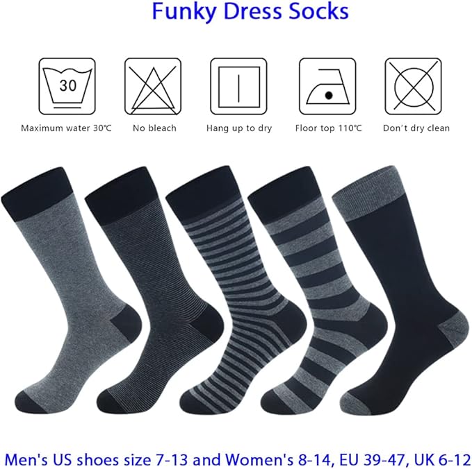 DRASEX Men's Dress Socks Funky Colorful Pattern Cotton Novelty Casual Crew Socks