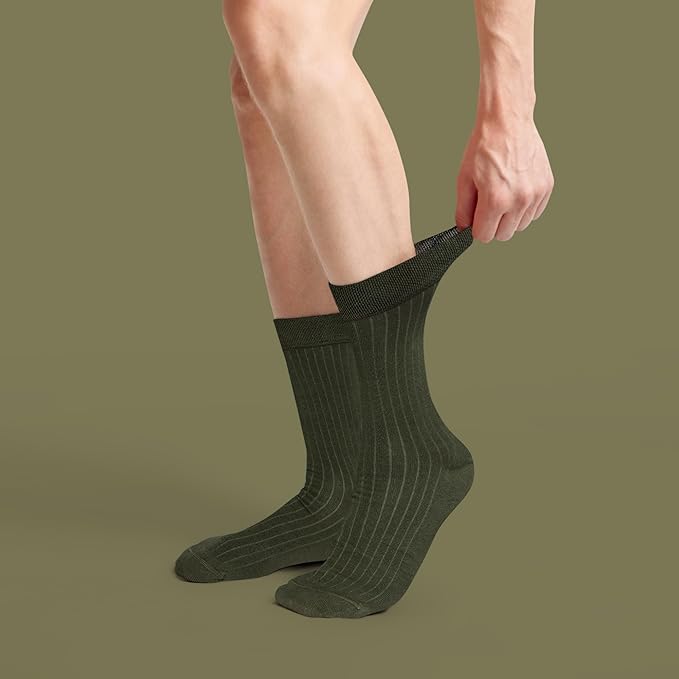 VRD Men’s Dress Socks, Bamboo 5-Pack Mens Socks, Mid Calf Length, Crew Socks Gift for Men Shoe Size 8-13