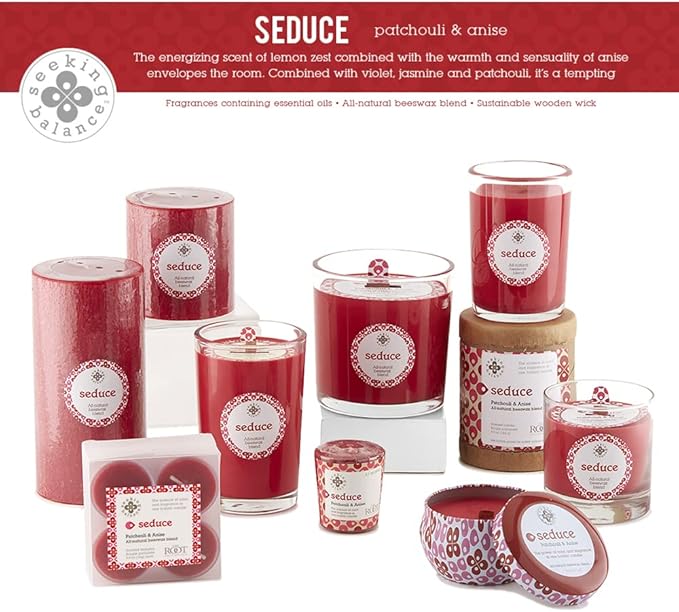 Root Candles Scented Candles in Travel Tin 24-Hour Seeking Balance® Aromatherapy Candle, 4-Ounce, Seduce: Patchouli & Anise