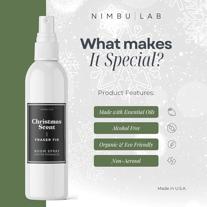 Fraser Fir Tree Scent Room Spray – Long-Lasting Natural Air Freshener | Linen & Fabric Spray for Home | Traditional Fresh Pine Scent | Eco-Friendly | Fresh-Cut Tree | 8oz by Nimbu Lab