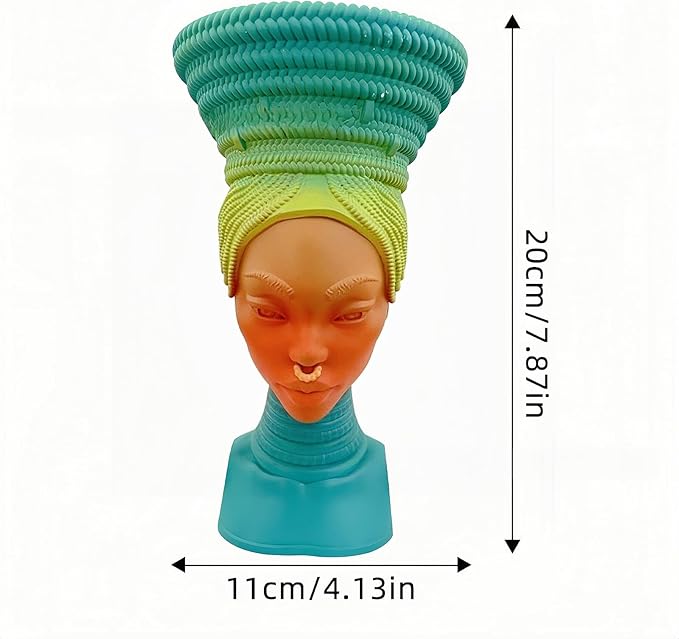 Elegant Head Incense Black Woman Burner, Modern Design, Stylish Incense Holder Black Women, Sophisticated Home Decor, Desk Accessory (Green)