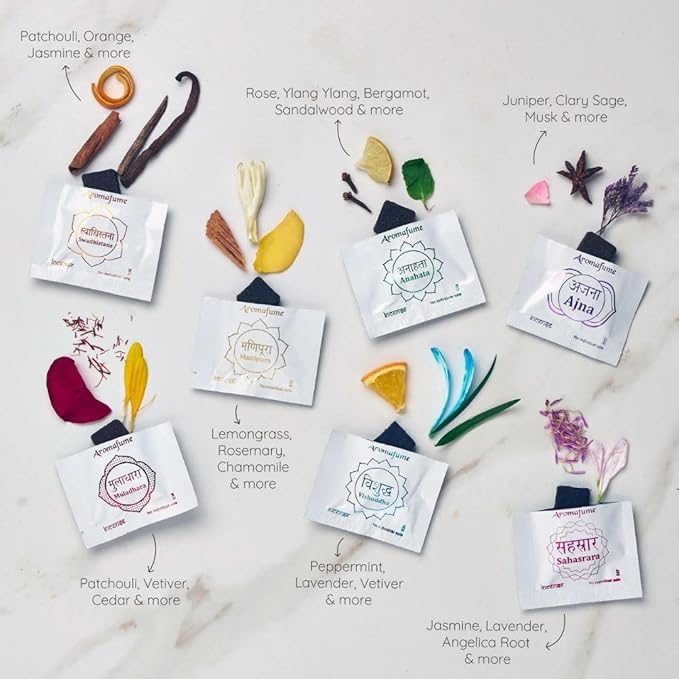 7 Chakra Incense Brick Gift Set by Aromafume | 14 Bricks & Tree of Life Exotic Burner | Smokeless Incense Set for Chakra Balance | Yoga & Meditation Gifts | Incense Kit for Plexus, Root Chakra & More