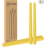 4 Pack Yellow Taper Candles - Taper Candles 10 Inch Dripless, Smokeless & Unscented - 8 Hours Long Burning - Ideal for Weddings, Dinner Parties, and Home Decor