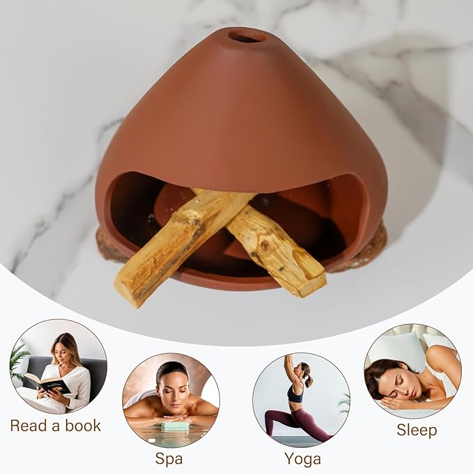 Terracotta Zongzi Palo Santo Holder–Elegant Sage Cone Incense Dish for Zen Meditation Altar, Energy Cleansing&Yoga Spa–Perfect for Mindfulness, Aromatherapy, Stress Relief&Spiritual Decor Gift