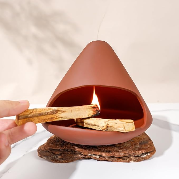 Terracotta Zongzi Palo Santo Holder–Elegant Sage Cone Incense Dish for Zen Meditation Altar, Energy Cleansing&Yoga Spa–Perfect for Mindfulness, Aromatherapy, Stress Relief&Spiritual Decor Gift