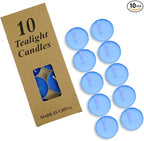 Tea Candles Wedding 10 Pack Party and Home Decoration Votive Parties Tealight Small Wishing Bulk with 1.5-2 Hours Extended Burn Time Mini for Birthday Emergency Family (Blue)