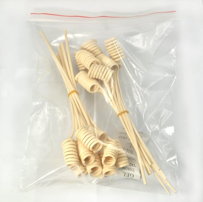 Wavy Spiry Natural Rattan Reed Fragrance Diffuser Replacement Refill Sticks 20 Pieces (7" Spiral, Natural Color)