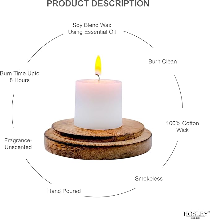 Hosley Set of 144 Unscented White Votive Candles – Bulk Pack, Clean-Burning, Long-Lasting 10-12 Hour Burn Time – Ideal for Weddings, Home Décor, Spa, and Events