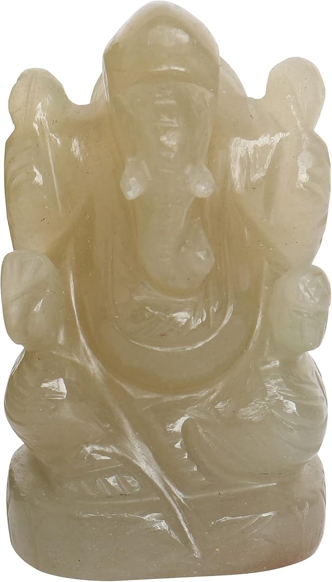 REAL-GEMS Lord Ganesha Figurines Handmade Green Serpentine Gemstone Decorative Statue Modern Home Table Decor Gifts Approximately 1199 Ct.…