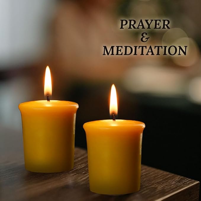 Beeswax Votive Candles Bulk-Pack of 10,Pure Natural Beeswax,Handmade Candles Gift Set for Holiday, Wedding,Party