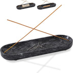 Incense Holder, Natural Marble Incense Burner, Incense Stick Holder for Meditation, insence-Sticks Holder, 10.6inch Ash Catcher (Black)