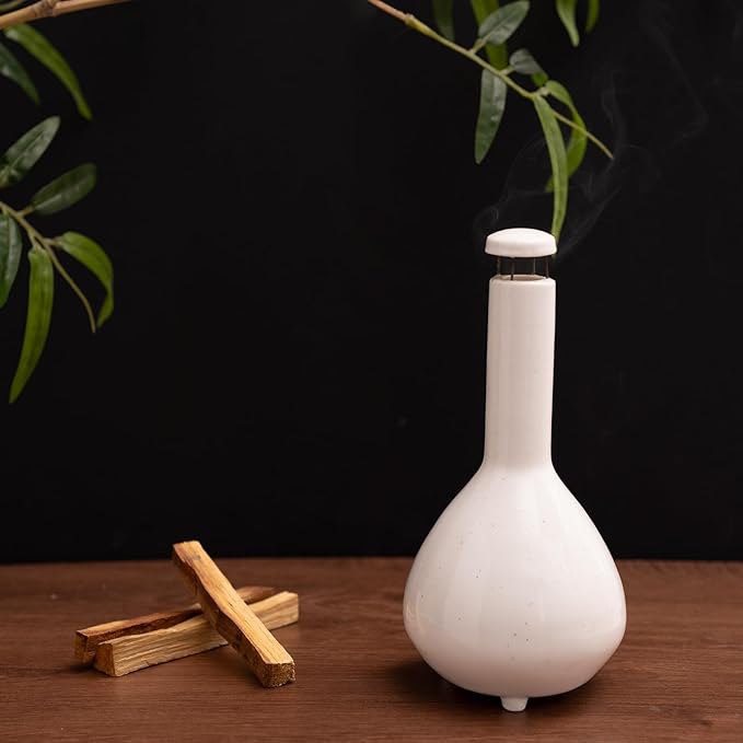 Handmade Mini Chiminea Palo Santo Holder - Ceramic Incense Burner for Cone & Stick, Ideal for Meditation, Energy Cleansing, Aromatherapy and Ideal Gift for Home Decor