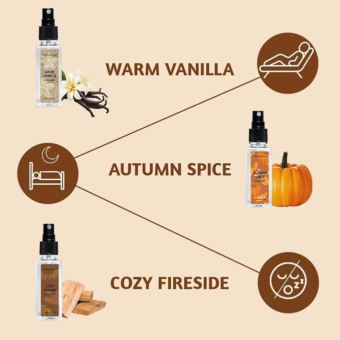 Folkulture Air Fresheners - Set of 3 Odor Eliminators | Vanilla Fragrance Spray for Home | Autumn Spice or Fall Scents Room Spray for Living Rooms, Bathrooms with Natural Essential Oils | 5.1 Oz