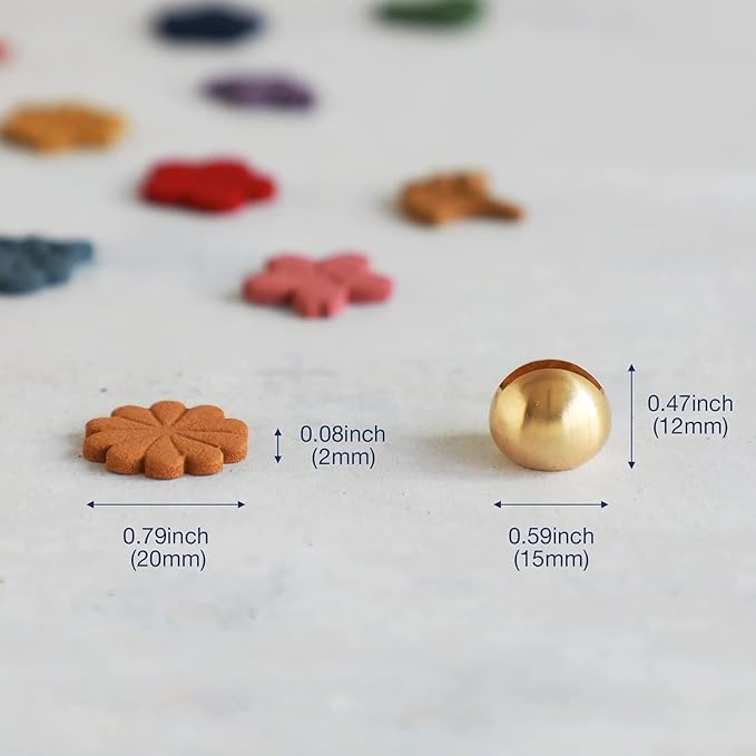 Flower Shaped Pressed Incense Set with Brass Holder (12PCS) by Asayu Japan