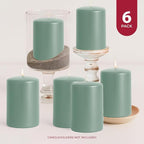 Biedermann & Sons Dripless Unscented Pillar Candles, 45-Hour Burn Time, Seafoam Green, 3 x 4 Inch - Set of 7