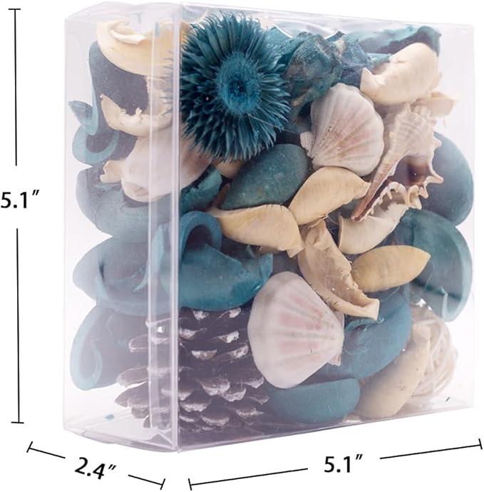 DomeStar Sea Shell Potpourri Bag, Ocean Breeze Scented Dried Flower Potpourri Bowl Filler, Turquoise Vase Filler, Home Fragrance Sachet Petal, Seashell Beach Coastal Bathroom Decor