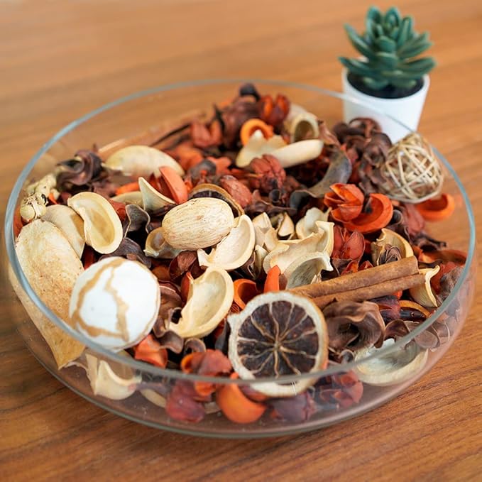 Qingbei Rina Fall Potpourri Bowl Filler, Cinnamon Scented Potpourri Dried Flowers,Thanksgiving Decorative Vase Filler,Home Fragrance, Farmhouse Harvest Decor,14 oz,(Citrus Orange)