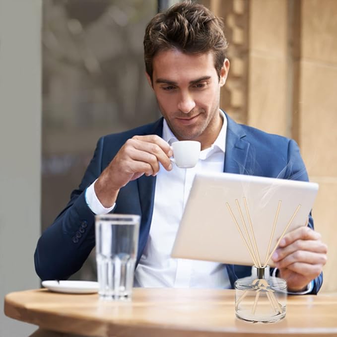 HOSSIAN 50pcs Reed Diffuser Sticks - Wood Rattan-Reed Sticks -Essential Oil Aroma Diffuser Sticks- Spa-Aromatherapy(Primary Color7.5/19cm)