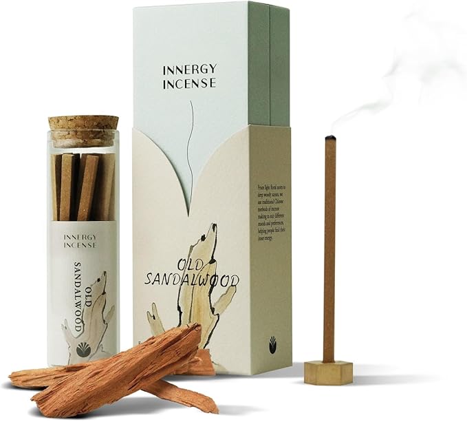 Meditate & Unwind - Innergy Old Sandalwood Incense Sticks, 100% Pure Meditation Incense, 40 Min Burn