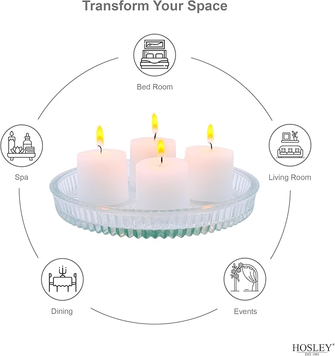 Hosley Set of 144 Unscented White Votive Candles – Bulk Pack, Clean-Burning, Long-Lasting 10-12 Hour Burn Time – Ideal for Weddings, Home Décor, Spa, and Events