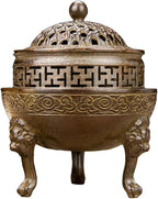 Copper Incense Burner Chinese Brass Incense Burner Kit Traditional Zen Incense Burner Antique Style Office Yoga Home Decor 4.2 * 4.2 * 5.1IN 1.8LB