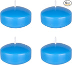 Mega Candles 4 pcs Unscented Light Blue Floating Candles, Hand Poured Wax Candle 2 Inch Diameter, Home Décor, Wedding Receptions, Centerpieces, Occasions, Events, Festivities, Meditations, Spas