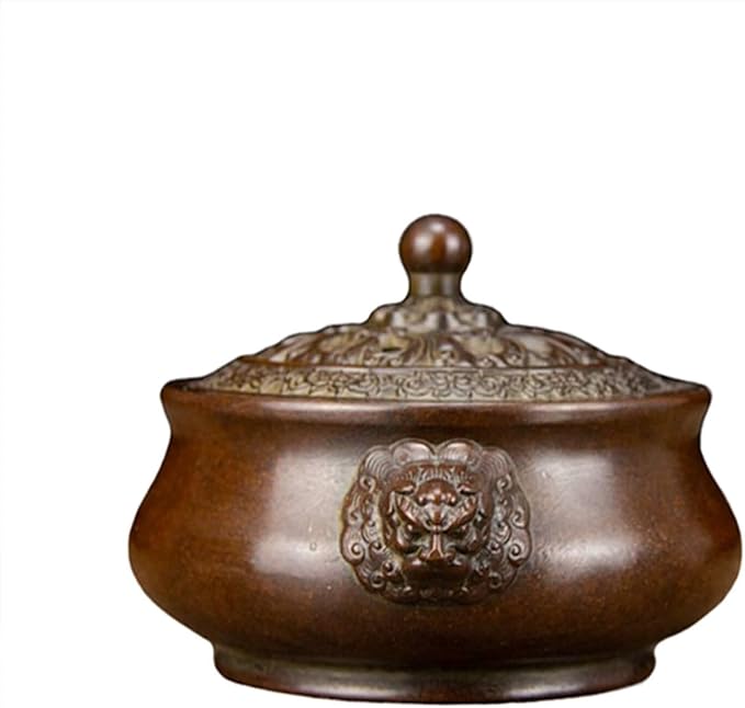 Copper Incense Burner Chinese Brass Incense Burner Kit Traditional Zen Incense Burner Antique Style Office Yoga Home Decor 4.5 * 3.7 * 3IN 1.5LB